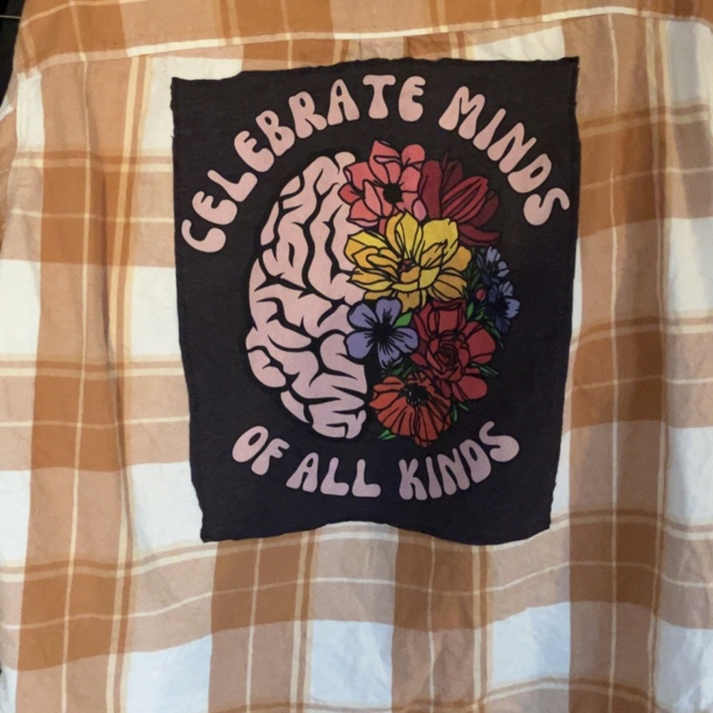 Upcycled Universal Thread Flannel with sewn tshirt.